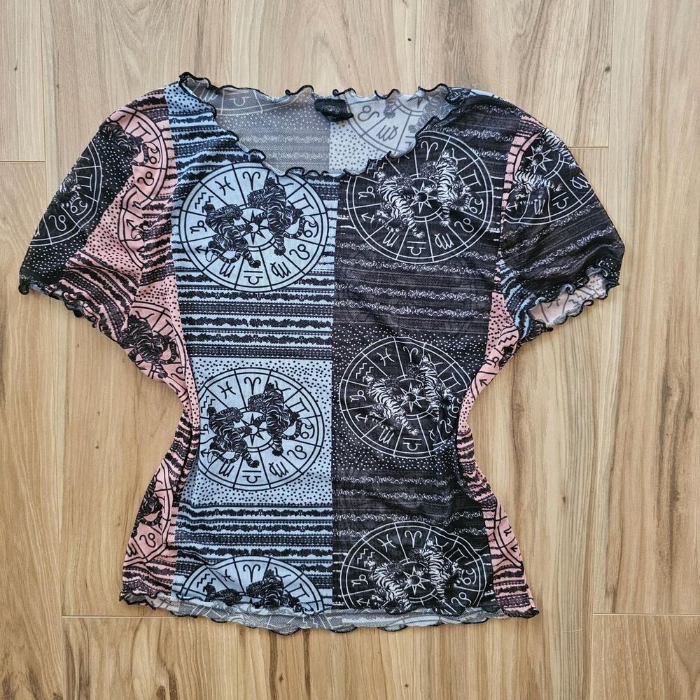 Urban Outfitters Mesh Astrological Zodiac Top Size M